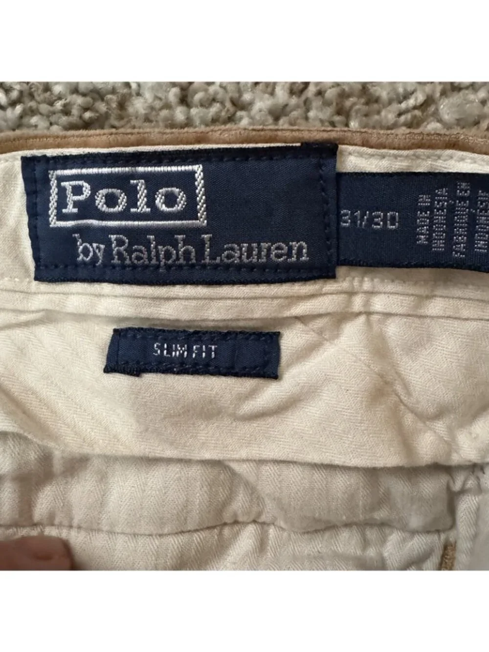 Polo Ralph Lauren Pants Men's Size 31x28 Slim Fit Corduroy Brown Flat Front